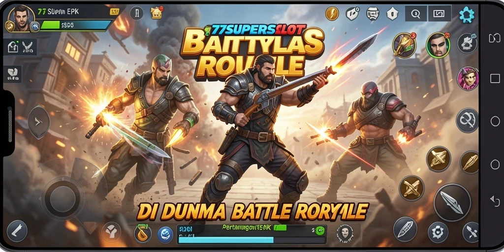 Tampilkan aksi seru dalam permainan Battle Royale 77SUPERSLOT.