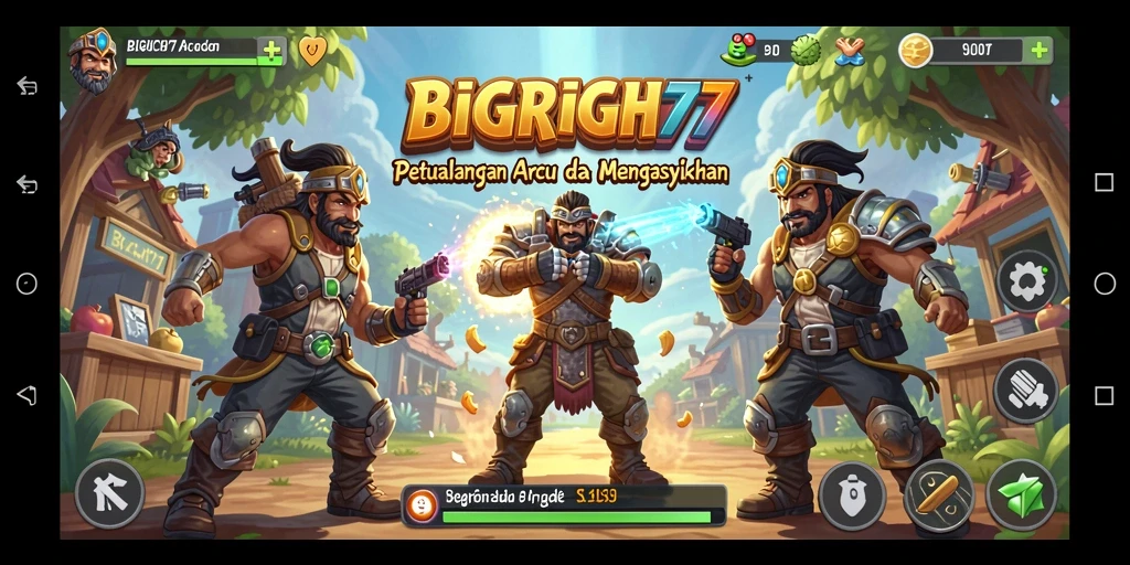Tampilan gameplay seru dari BIGRICH77 dengan musuh dan rintangan berwarna-warni.