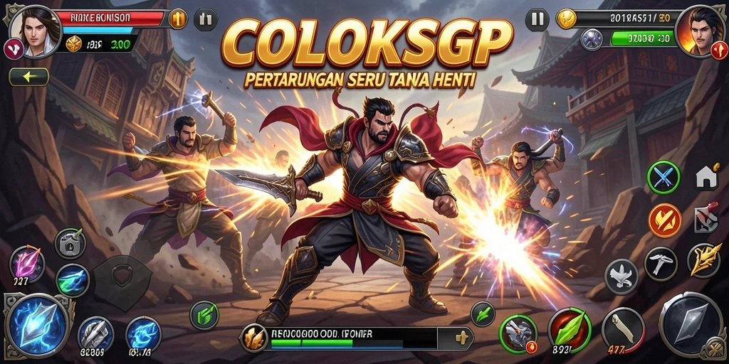Tampilan pertarungan intens dalam COLOKSGP dengan karakter yang beraksi.