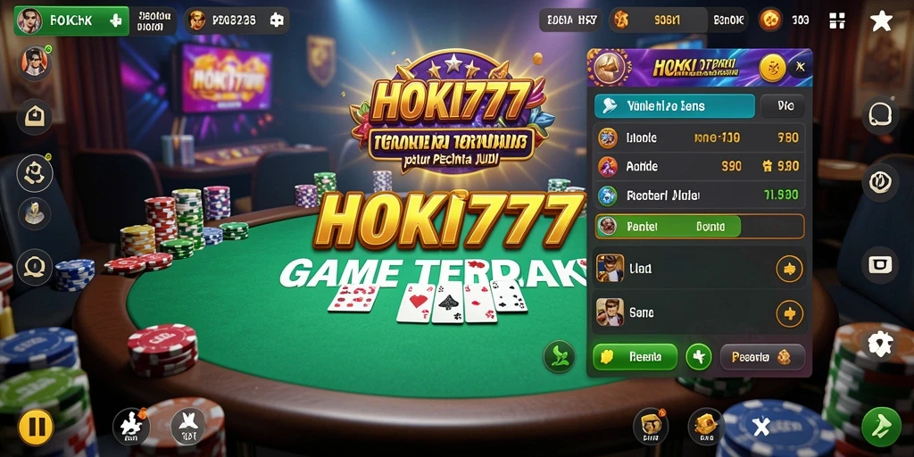 Tampilan gameplay HOKI777 dengan suasana permainan Poker yang mendebarkan.