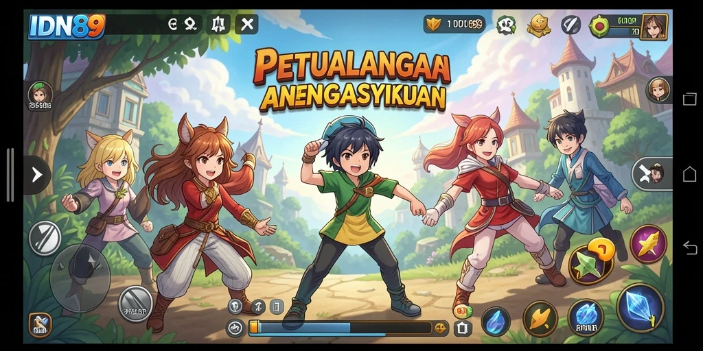Tampilan permainan IDN89 yang menarik dengan karakter anime yang beraksi.