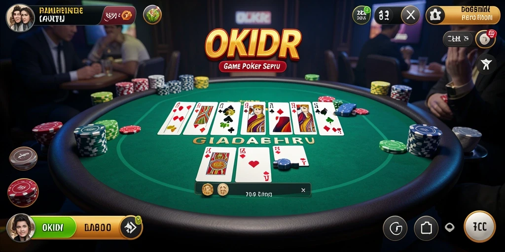 Tangkapan layar utama OKIDR menampilkan gameplay Poker yang menarik dan interaktif.