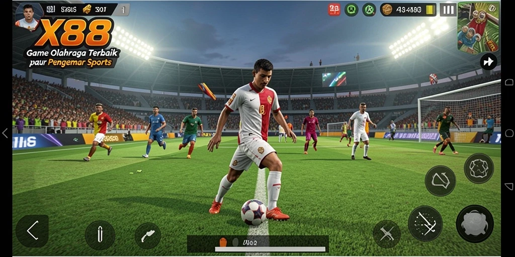 Tampilan utama gameplay X88 yang menyajikan aksi olahraga seru.