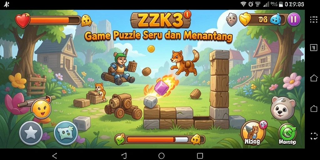 Screenshot gameplay ZK3 menampilkan momen seru saat memecahkan teka-teki.